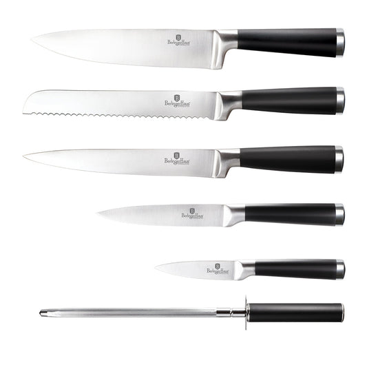 7-Piece Knife Set With Bamboo Stand Black Collection
