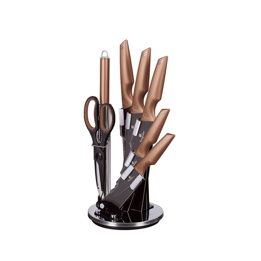 8-Piece Knife Set With Stand Rose Gold Collection